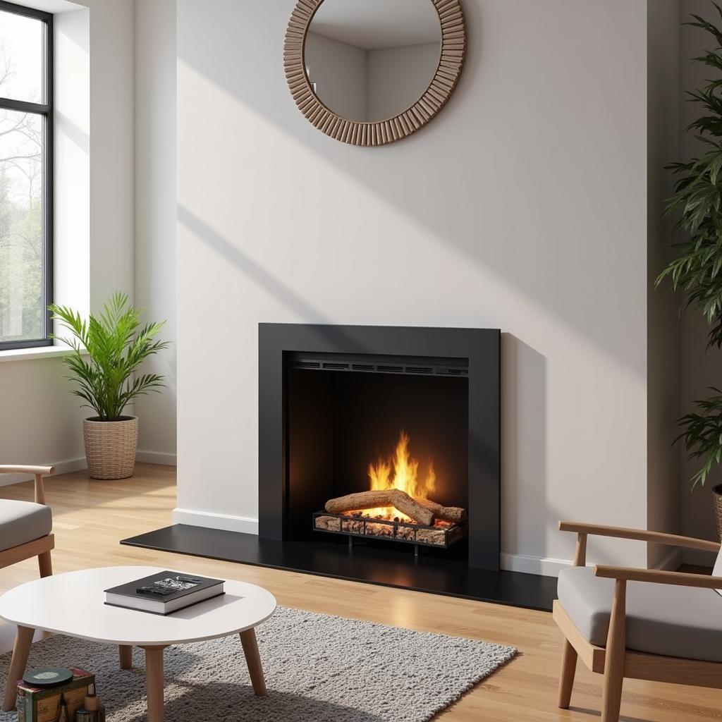 Free-Standing Vented Gas Fireplace in a Modern Living Room