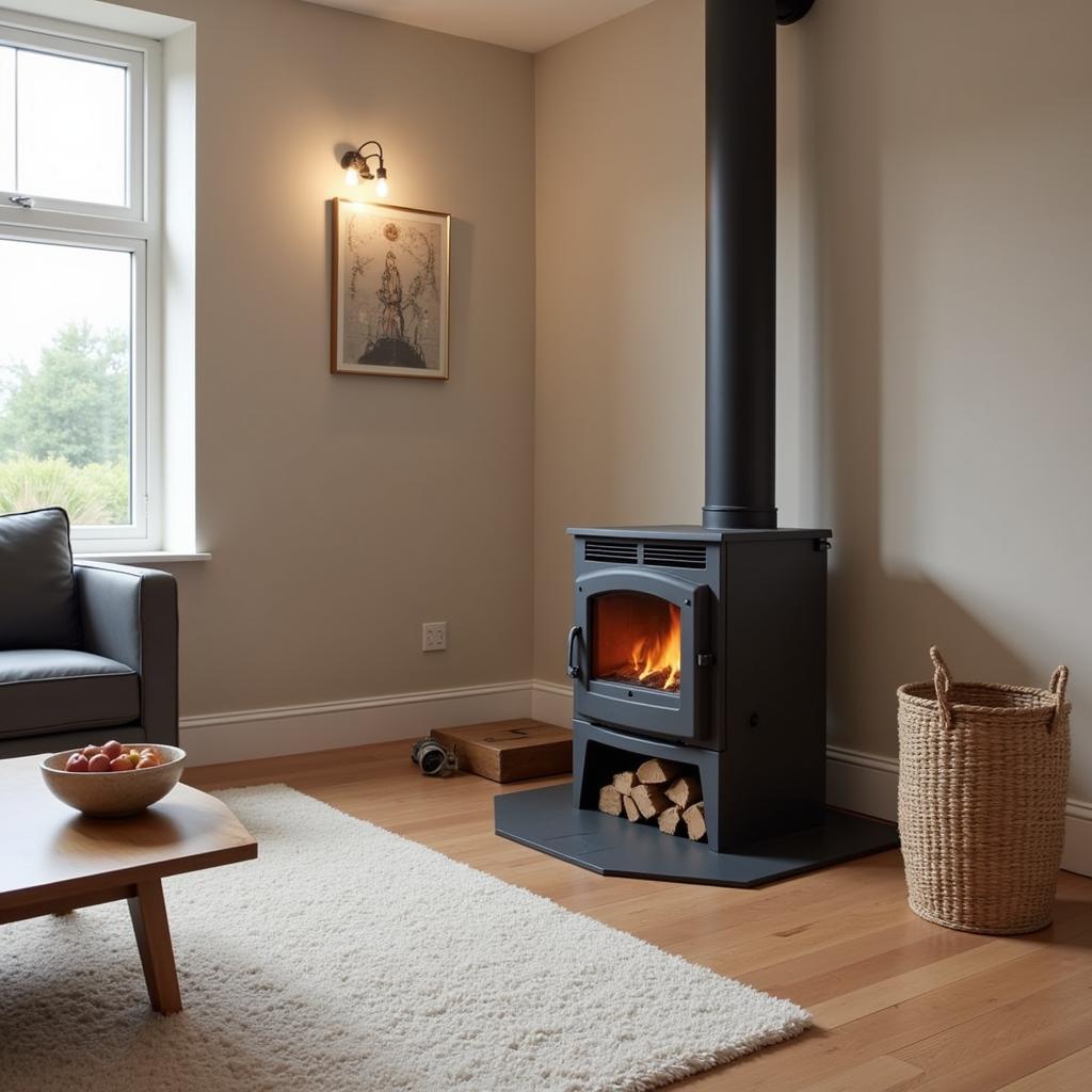 Free Standing Vented Gas Stove in a Living Room