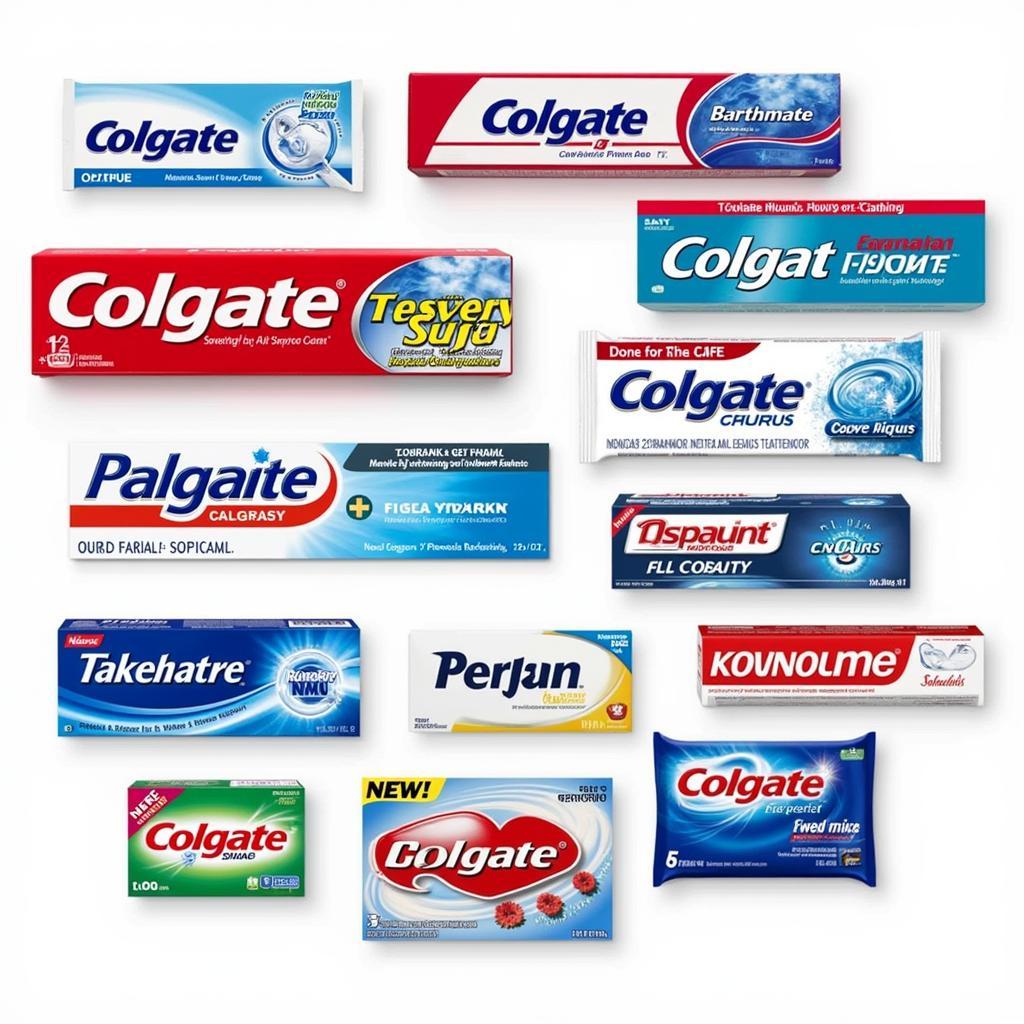 Various free toothpaste samples from different brands.