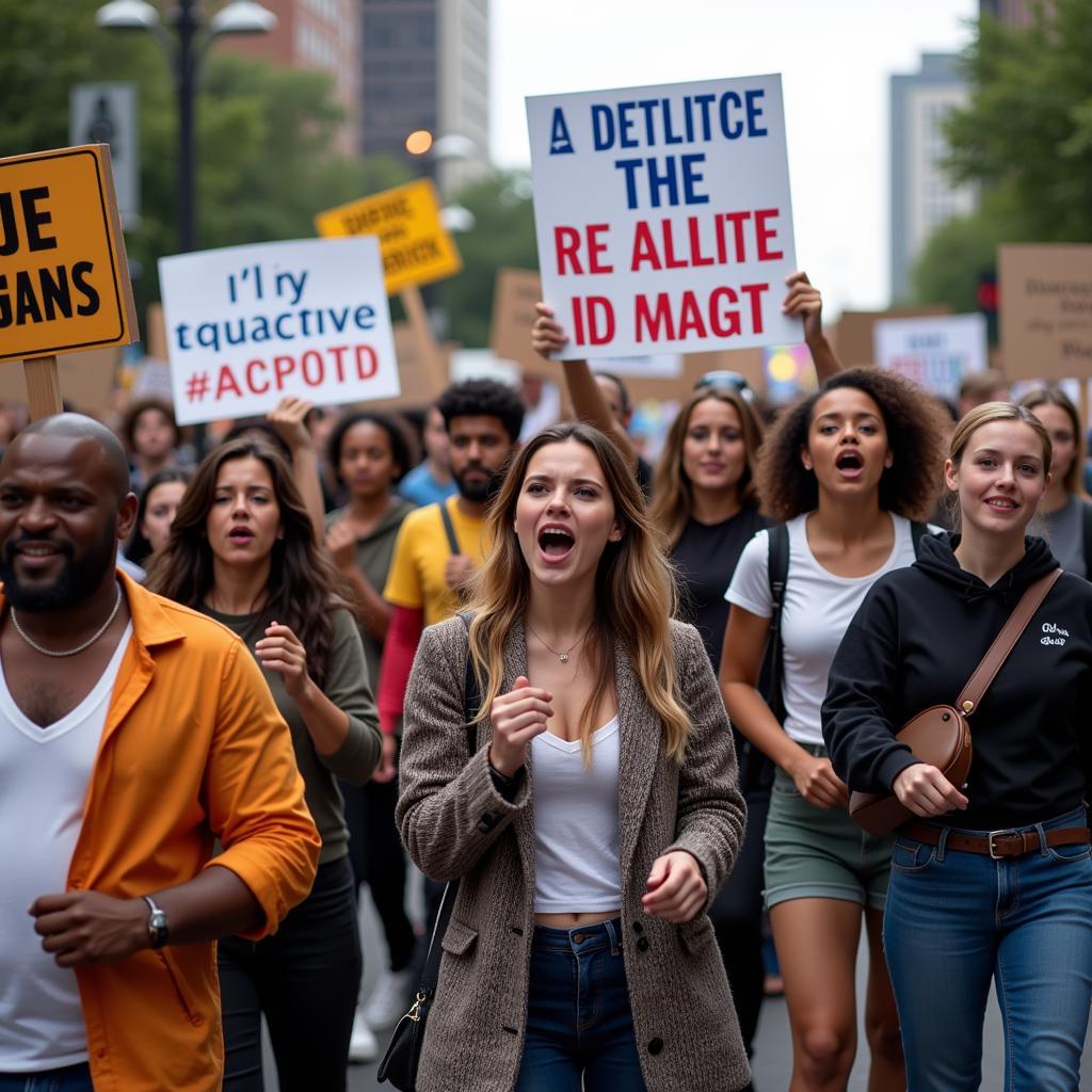 Protesters Marching for Civil Rights: Exercising Freedom of Speech