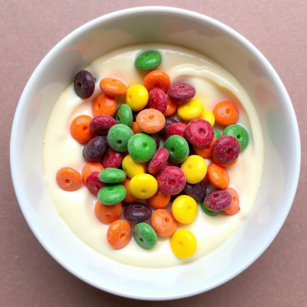 Freeze-Dried Skittles in Yogurt