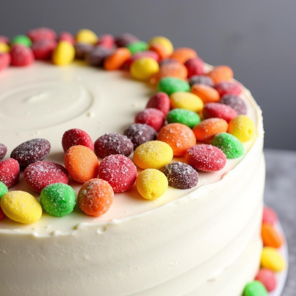 Freeze-dried skittles cake decoration