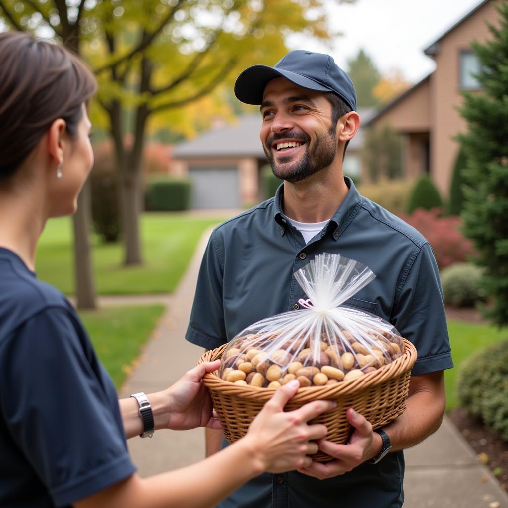 Gift Basket of Nuts Being Delivered with Free Shipping