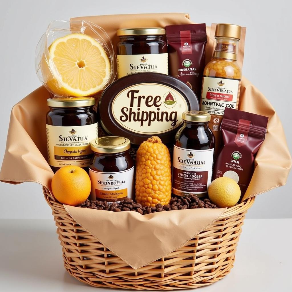 Beautifully Presented Gift Food Basket with Free Shipping Label