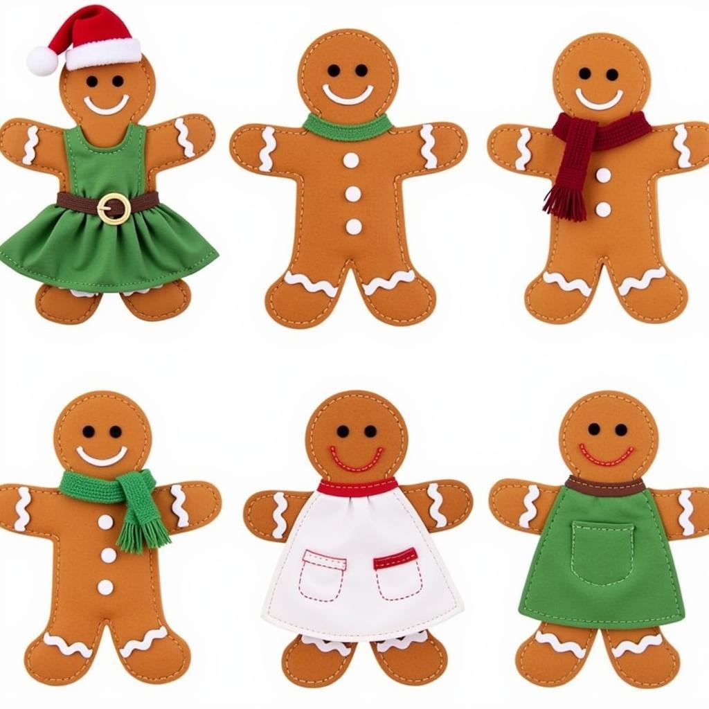 Gingerbread Man Sewing Patterns with Different Outfits