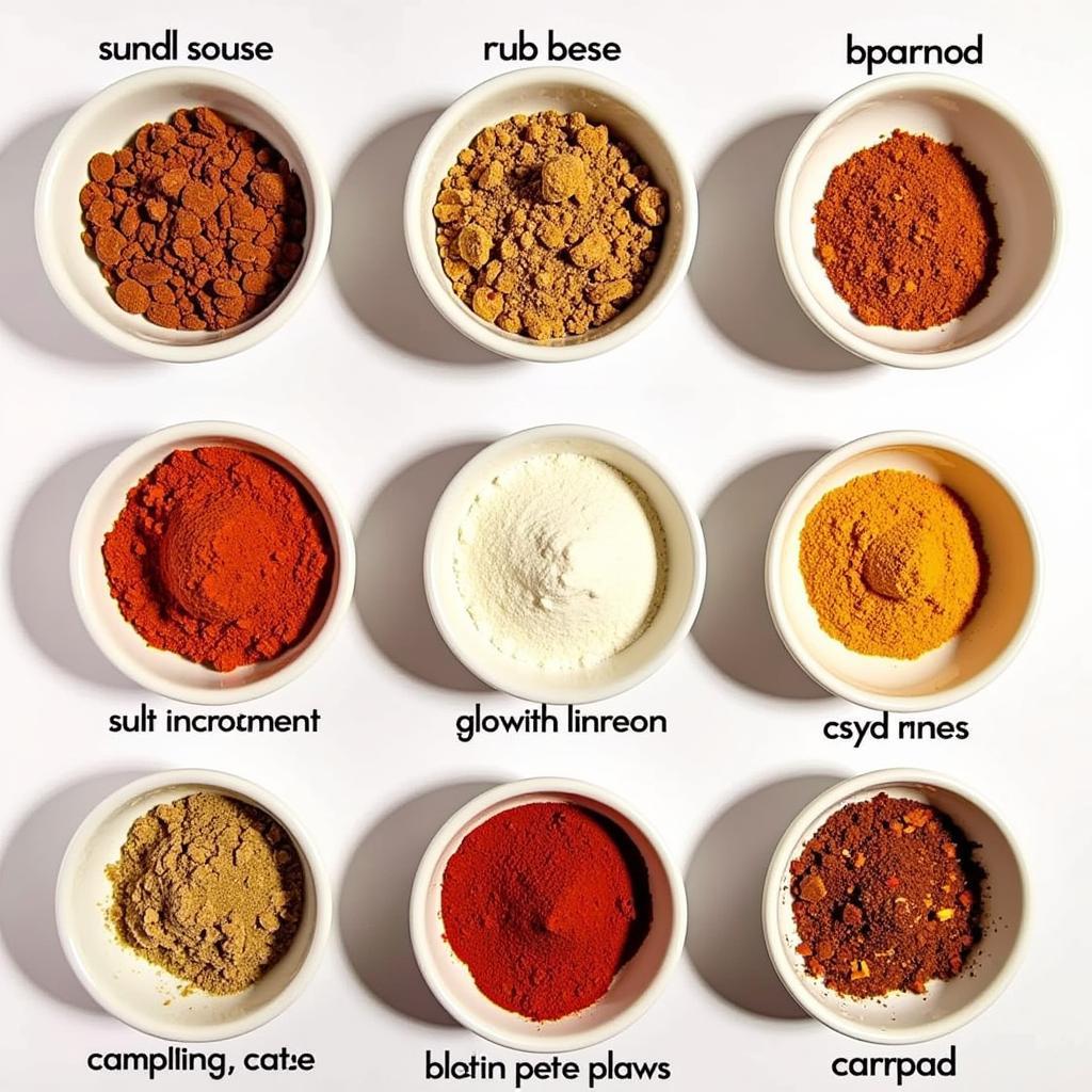 Gluten-free BBQ rubs in various bowls