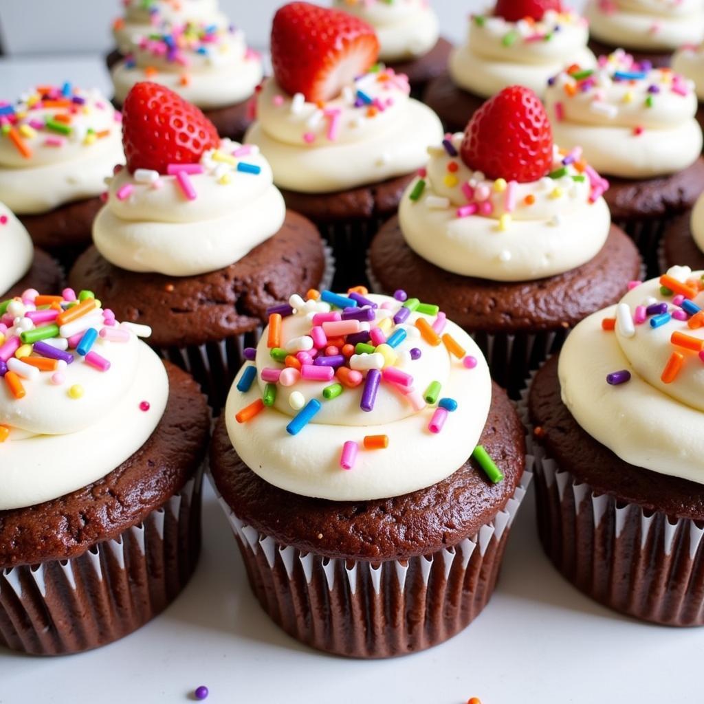 Decorated Gluten Free Brownie Cupcakes