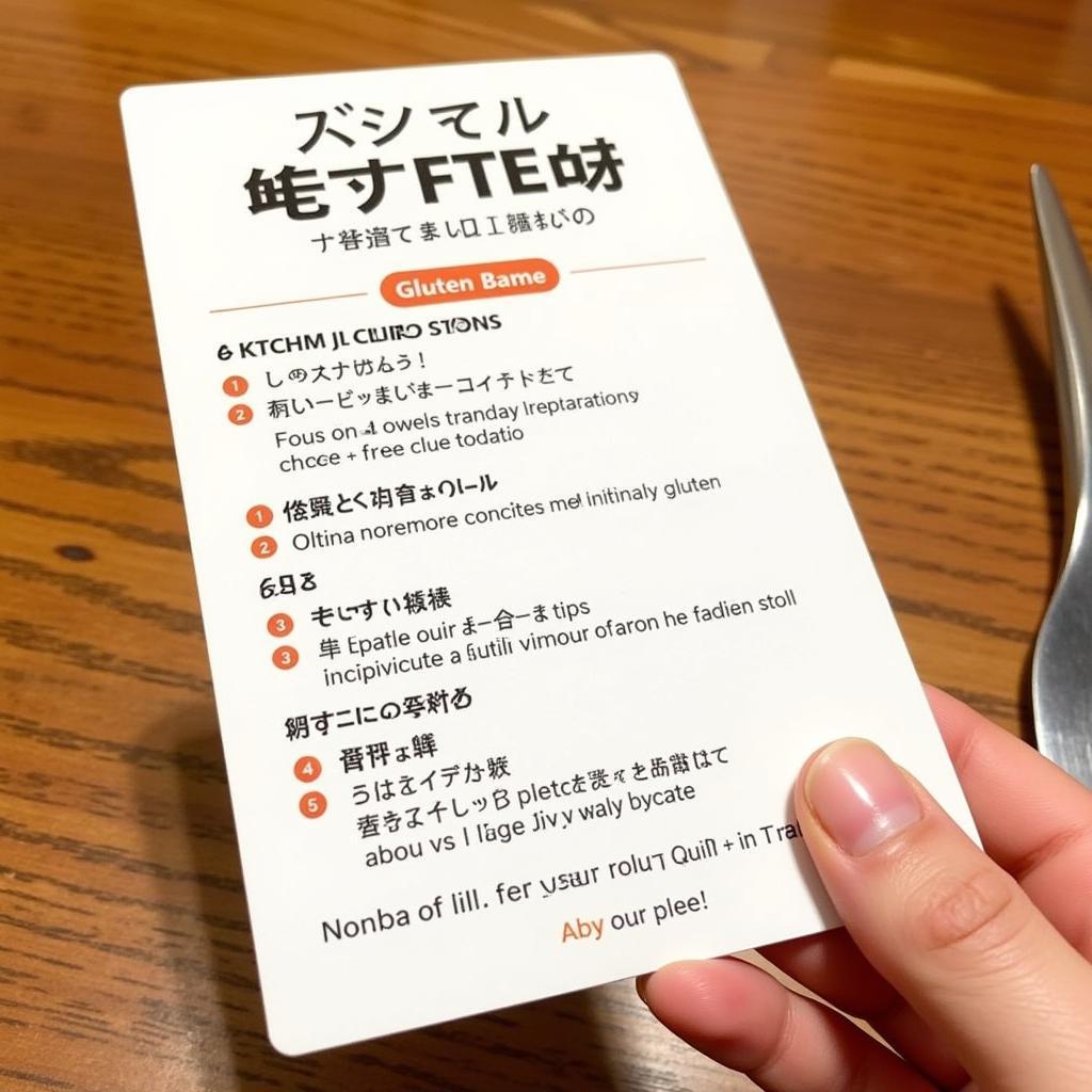 Example of a Gluten Free Card in Japanese