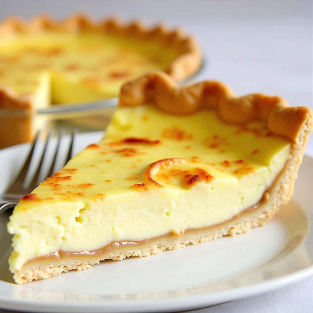 A slice of gluten-free quiche Lorraine on a plate