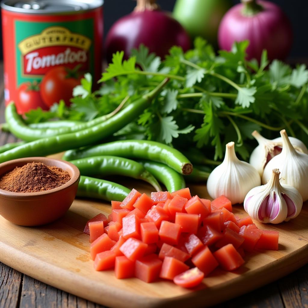 Fresh ingredients for gluten-free green chili