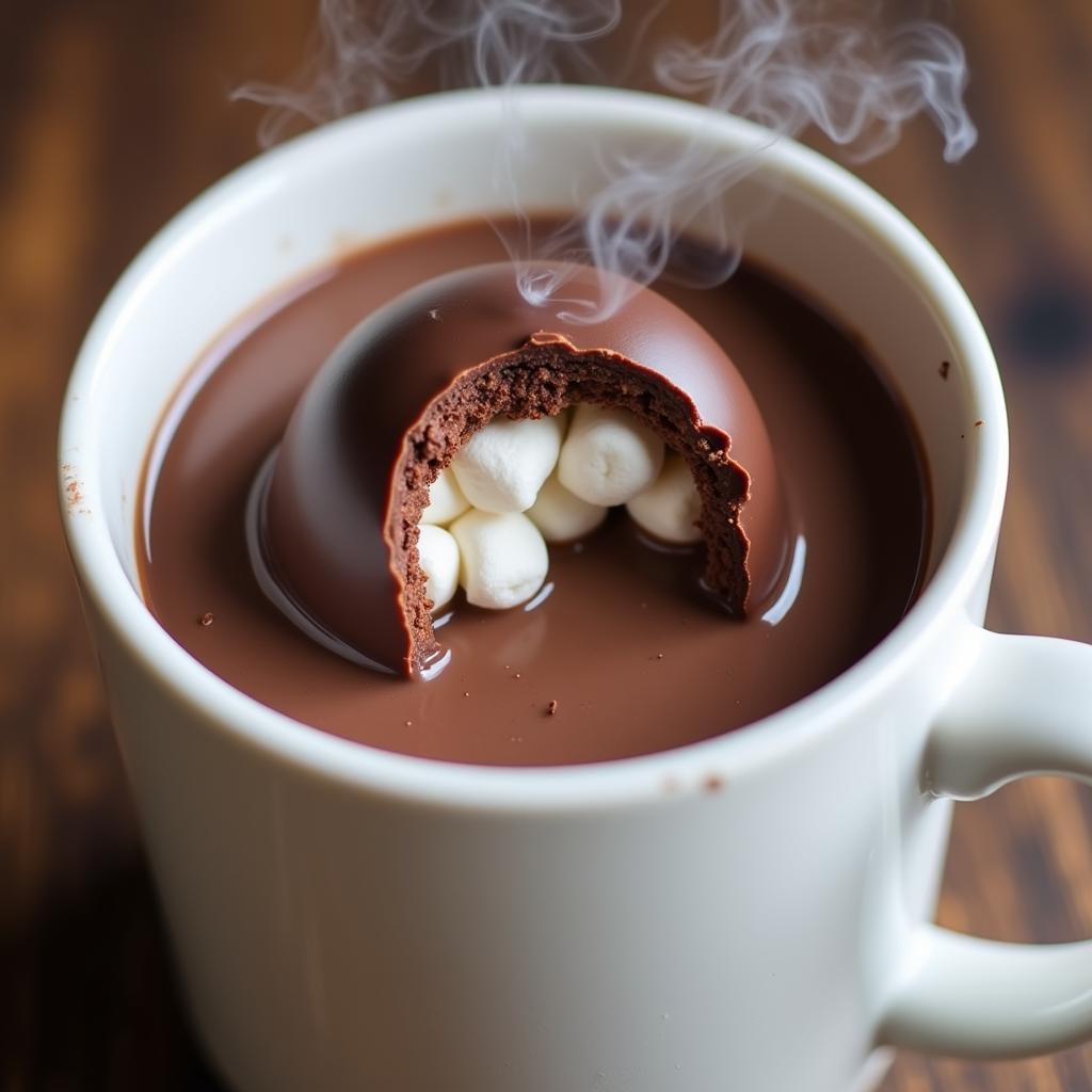 Gluten-Free Hot Chocolate Bomb Melting in Milk