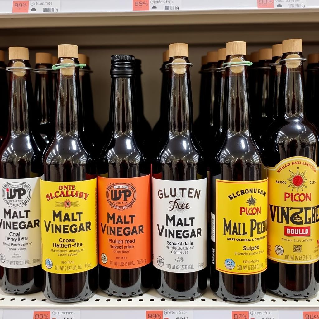 Gluten-Free Malt Vinegar Bottles on a Shelf