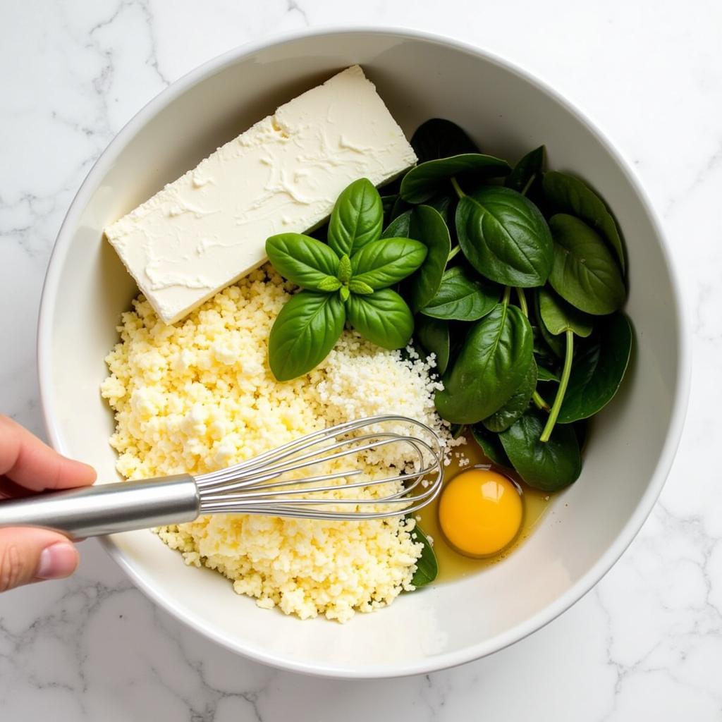 Mixing Gluten-Free Manicotti Filling