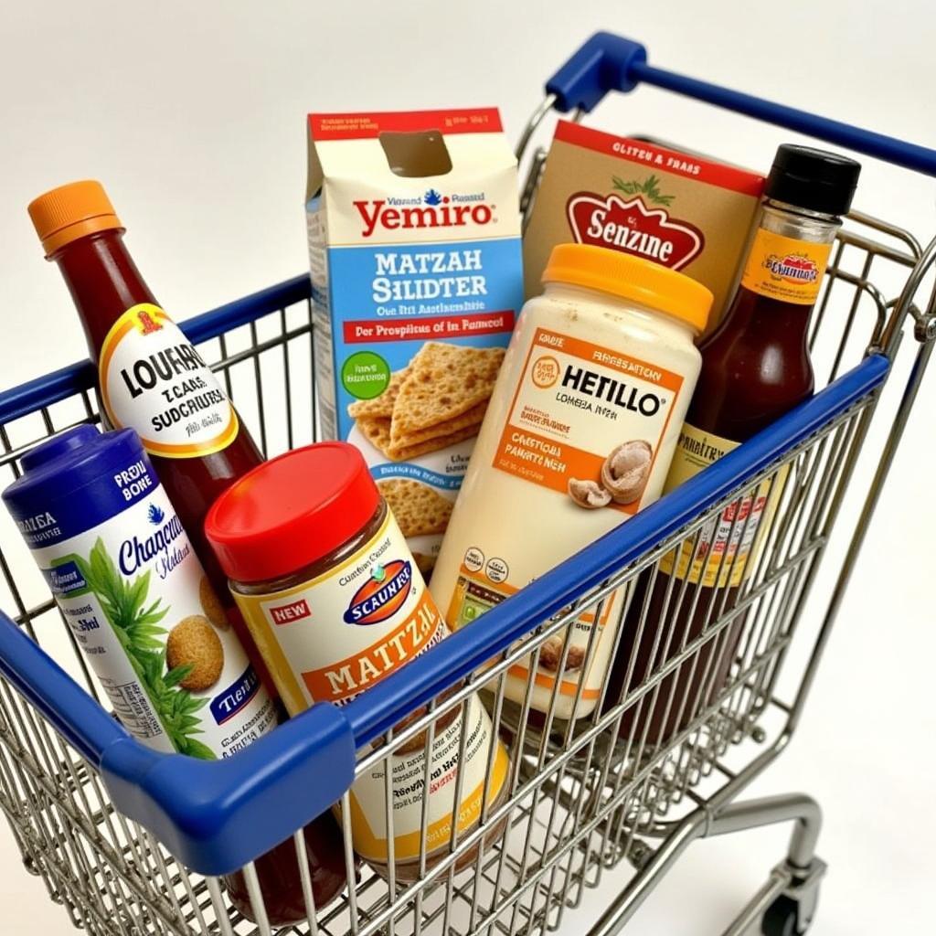 Gluten-Free Passover Groceries in a Shopping Cart