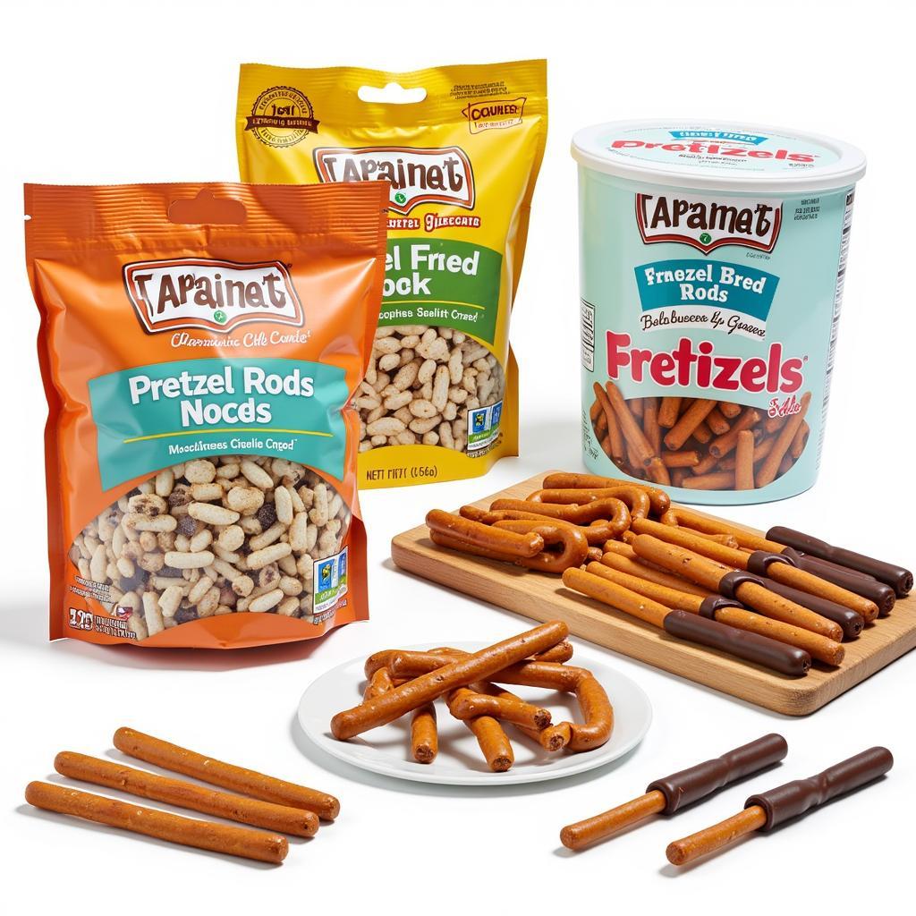 A variety of gluten-free pretzel rods, showcasing different brands and flavors.