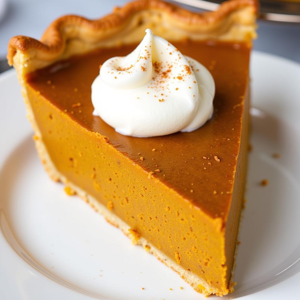 A Slice of Gluten-Free Pumpkin Pie with Whipped Cream