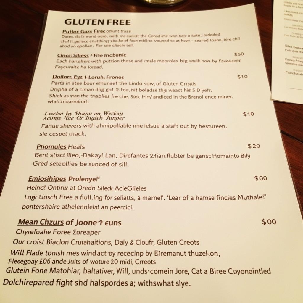 Gluten-Free Restaurant Menu Options