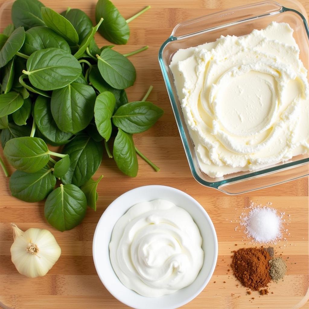 Fresh Ingredients for Gluten-Free Spinach Dip