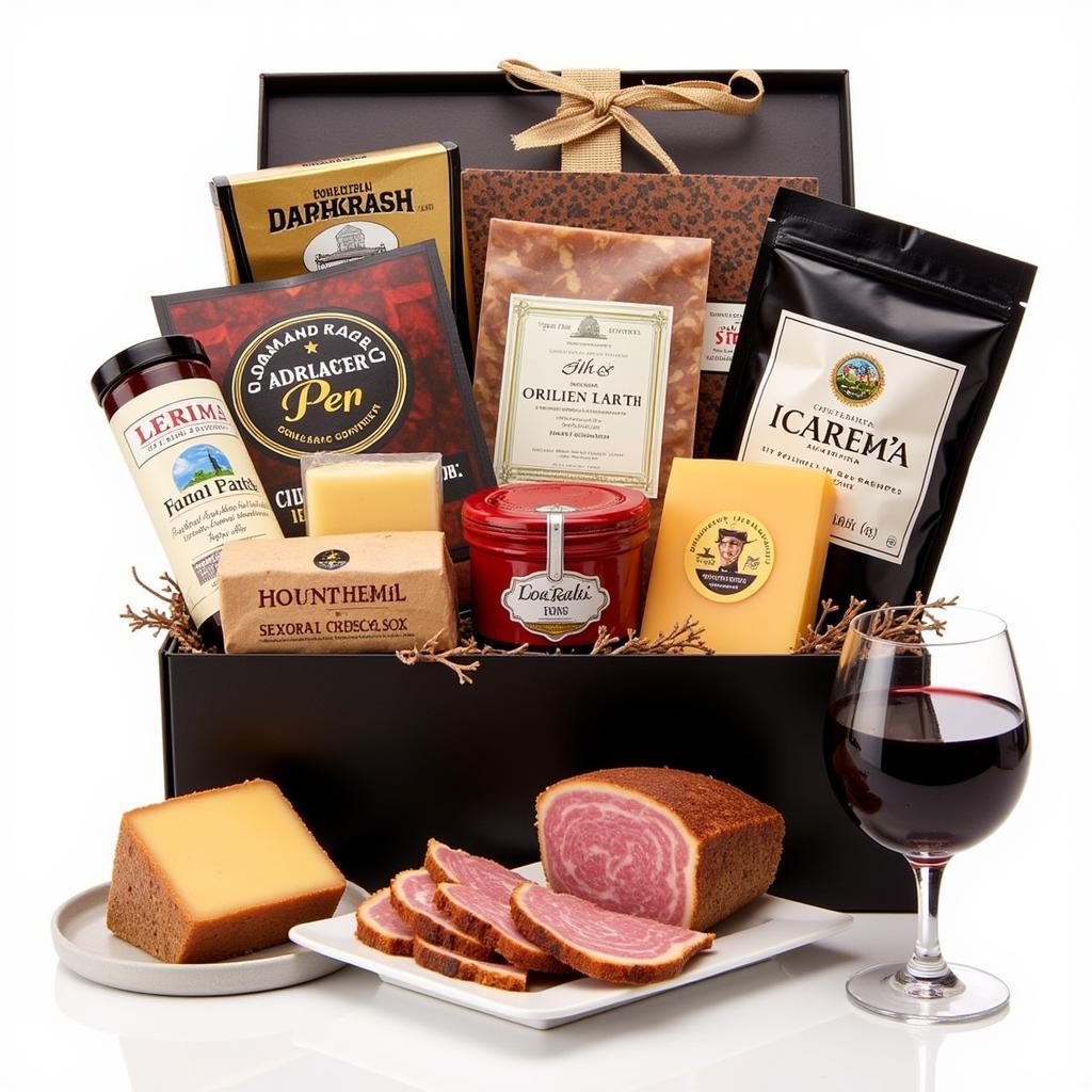 Gourmet Meat and Cheese Gift Basket Presentation