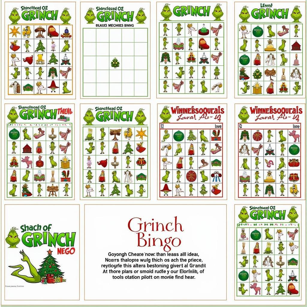 Grinch Bingo Card Designs