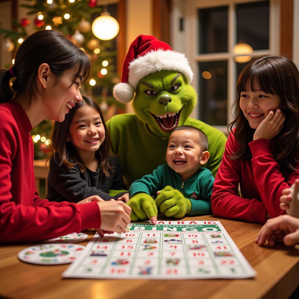 Family Playing Grinch Bingo