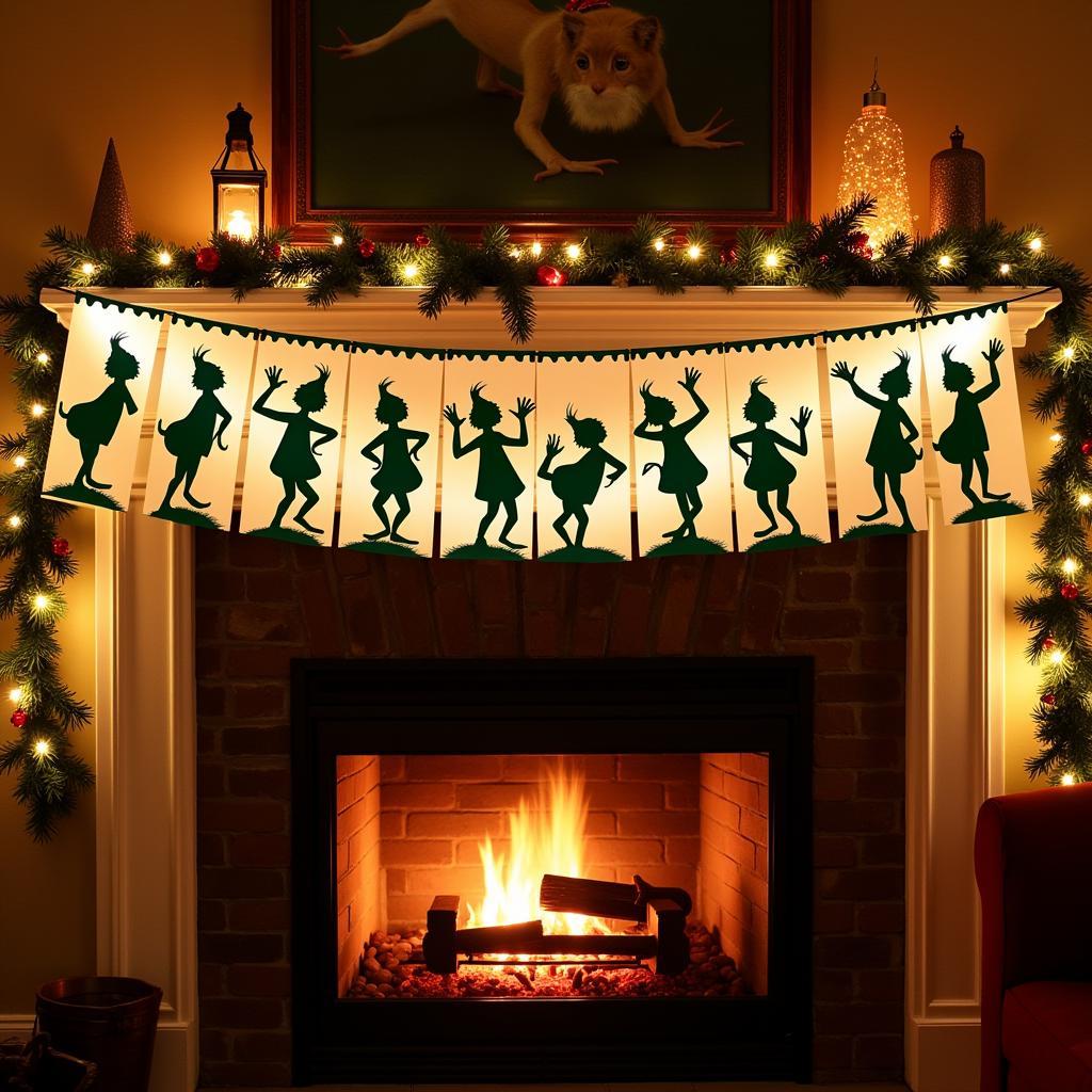 Grinch Silhouette Christmas Banner