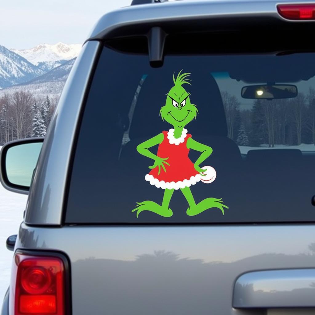 Grinch Silhouette Vinyl Decal on Car