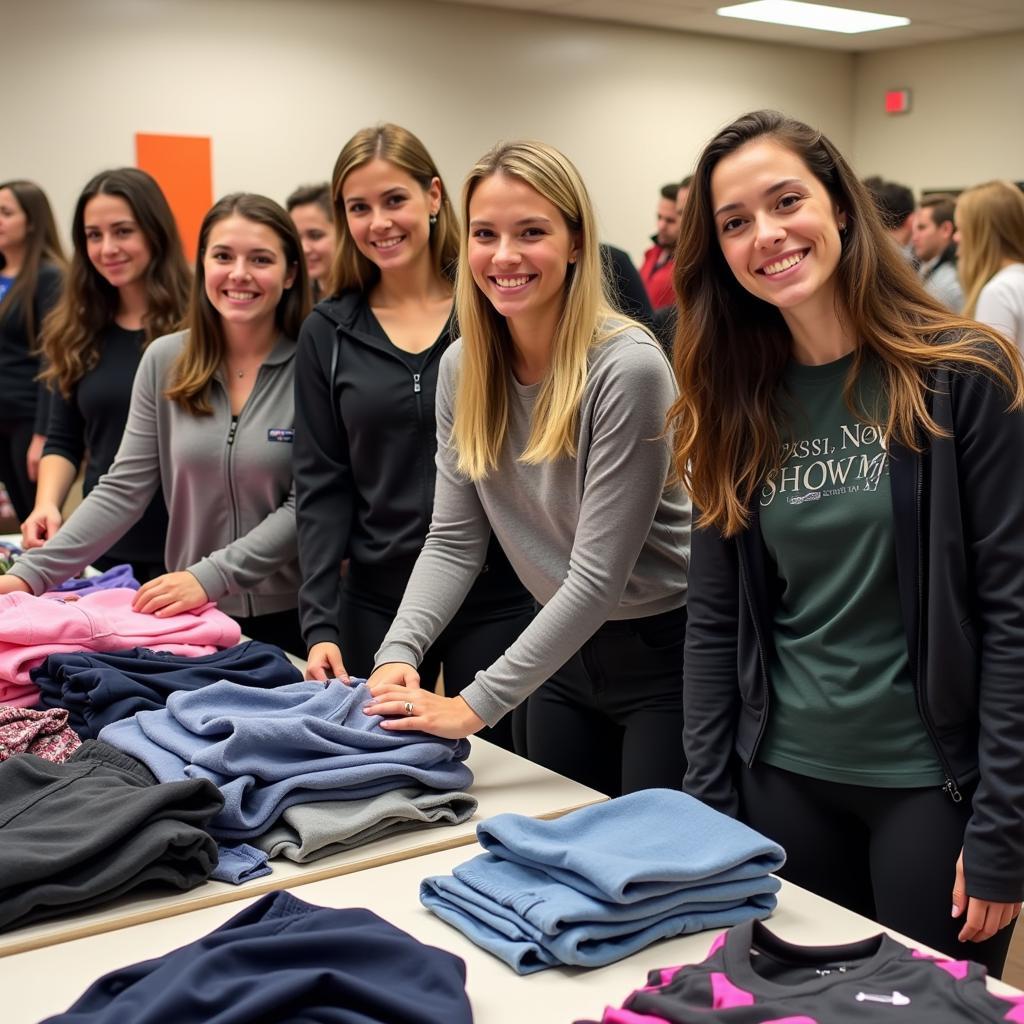 Group of Friends Participating in Clothing Swap