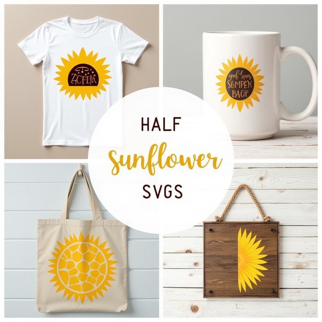 Examples of Crafting Projects Using Half Sunflower SVGs