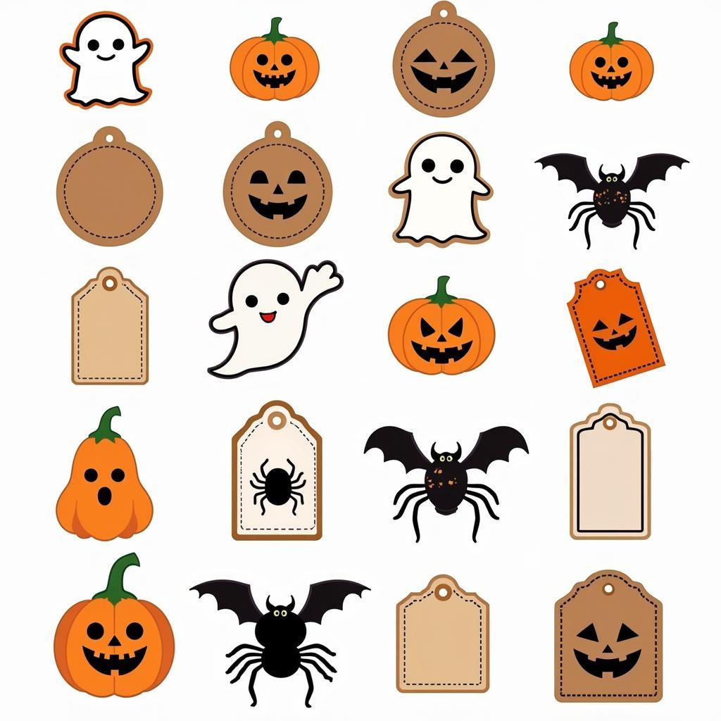 A variety of Halloween gift tags designs