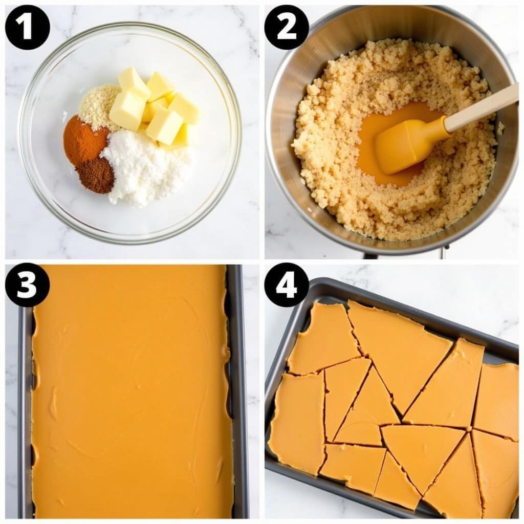 Step-by-step process of making nut-free toffee at home.