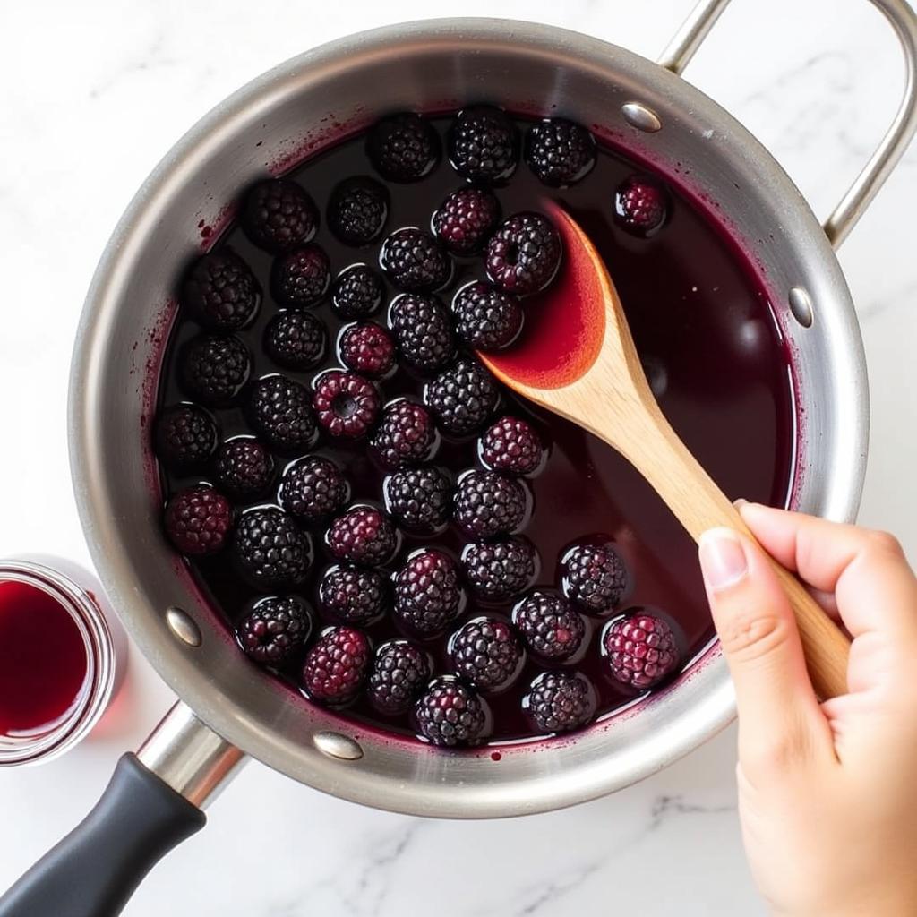 Homemade Sugar-Free Blackberry Syrup with Fresh Blackberries