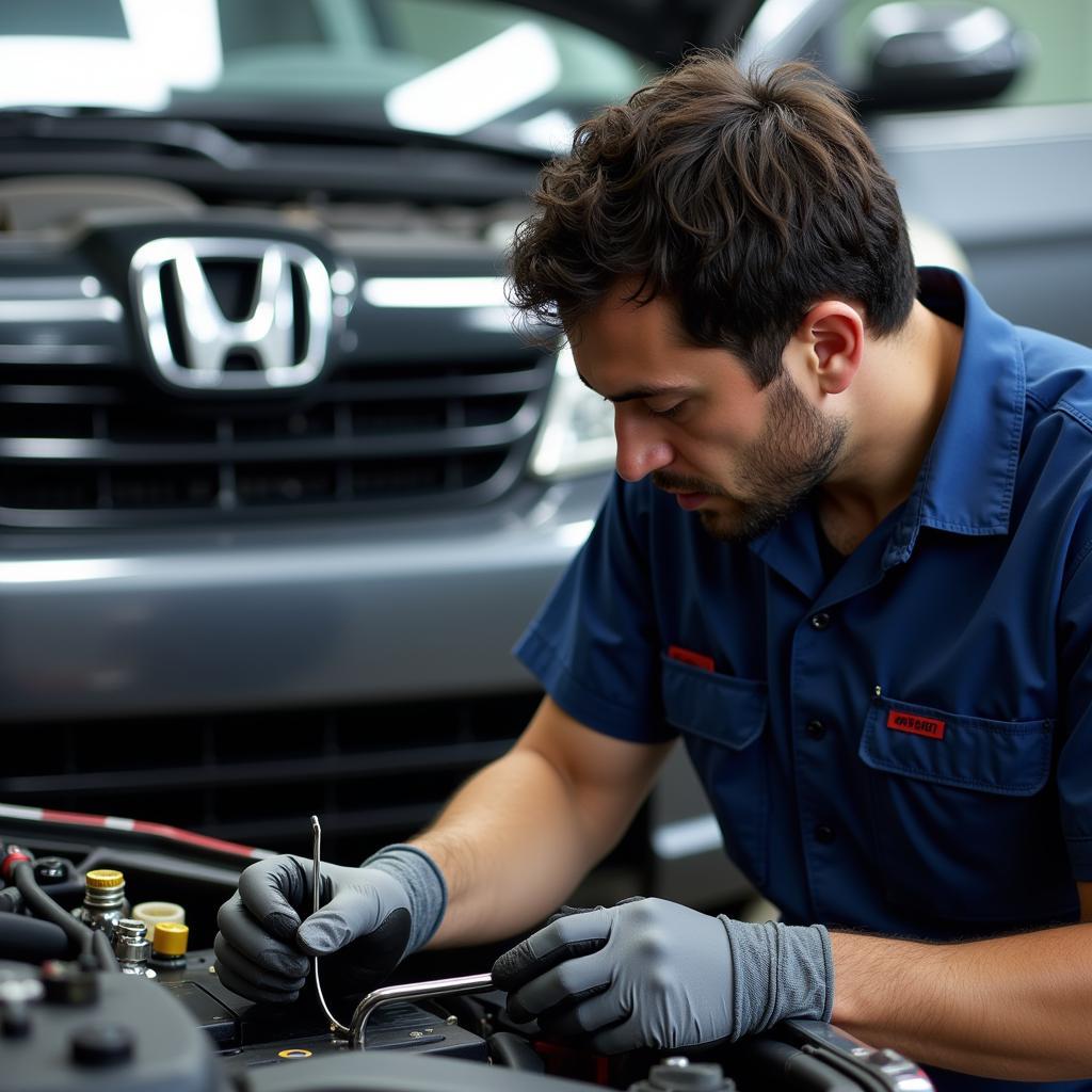 Honda Technician Performing a Free Oil Change