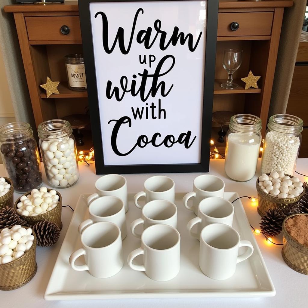 Hot Cocoa Bar Sign Integrated with Winter Decor