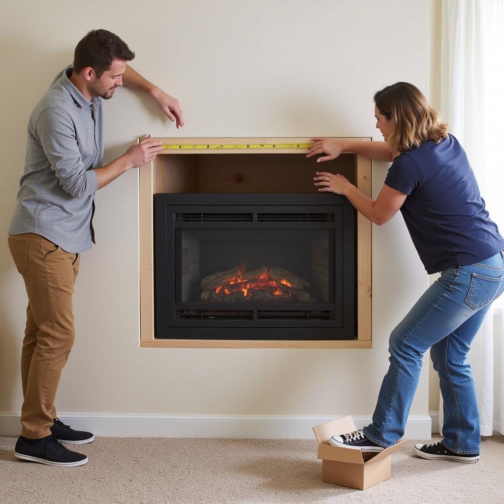 Installing a free-standing ventless fireplace in a living room