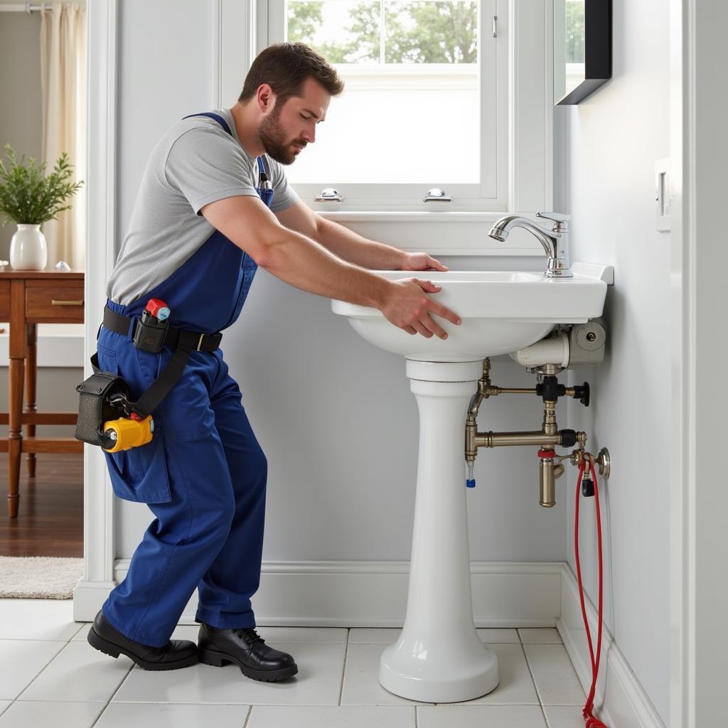 Installing a Free Standing Faucet in a Modern Bathroom