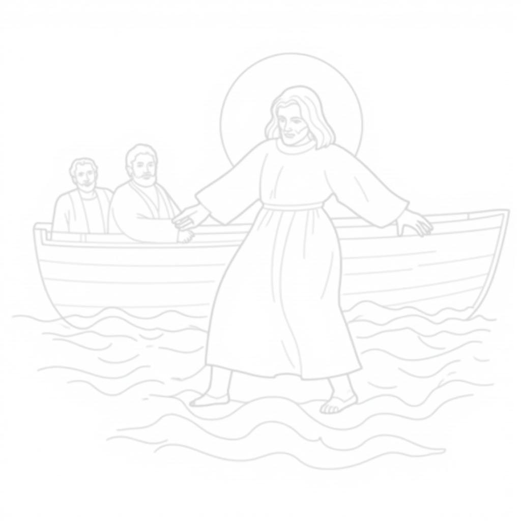 Free Printable Jesus Walks on Water Coloring Page