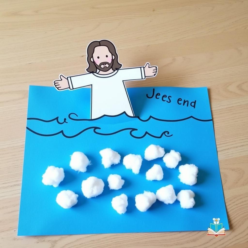 Jesus Walks on Water Craft with Cotton Balls for Waves