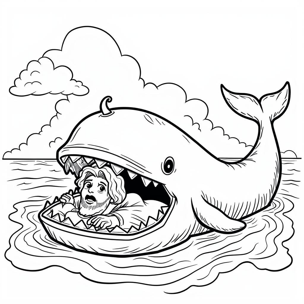 Jonah and the Whale Coloring Pages for Kids