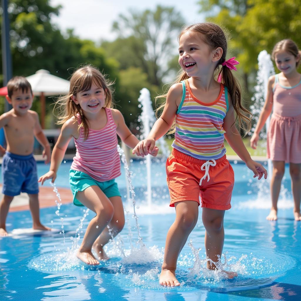 Children Enjoying a Free Splash Pad in Miami