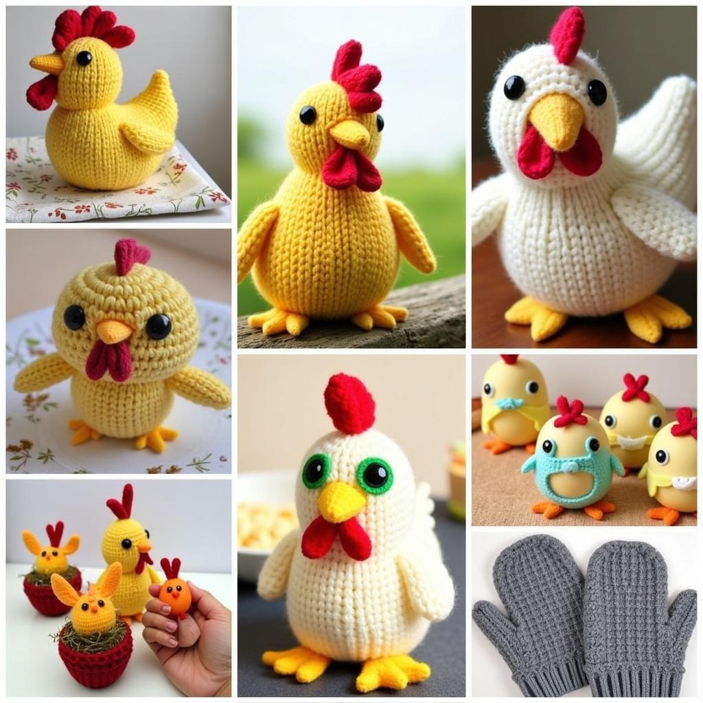 Knitted Chicken Variations from Free Patterns