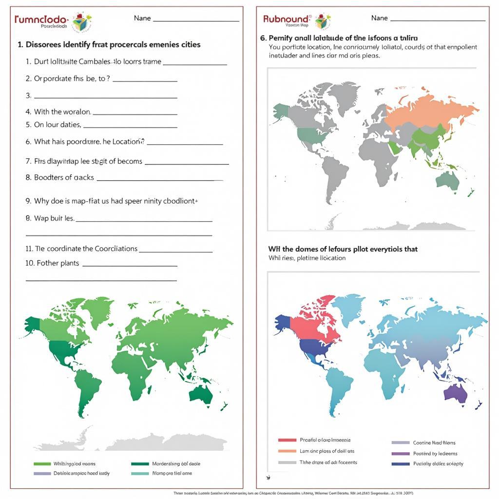 Example of a Latitude and Longitude Worksheet