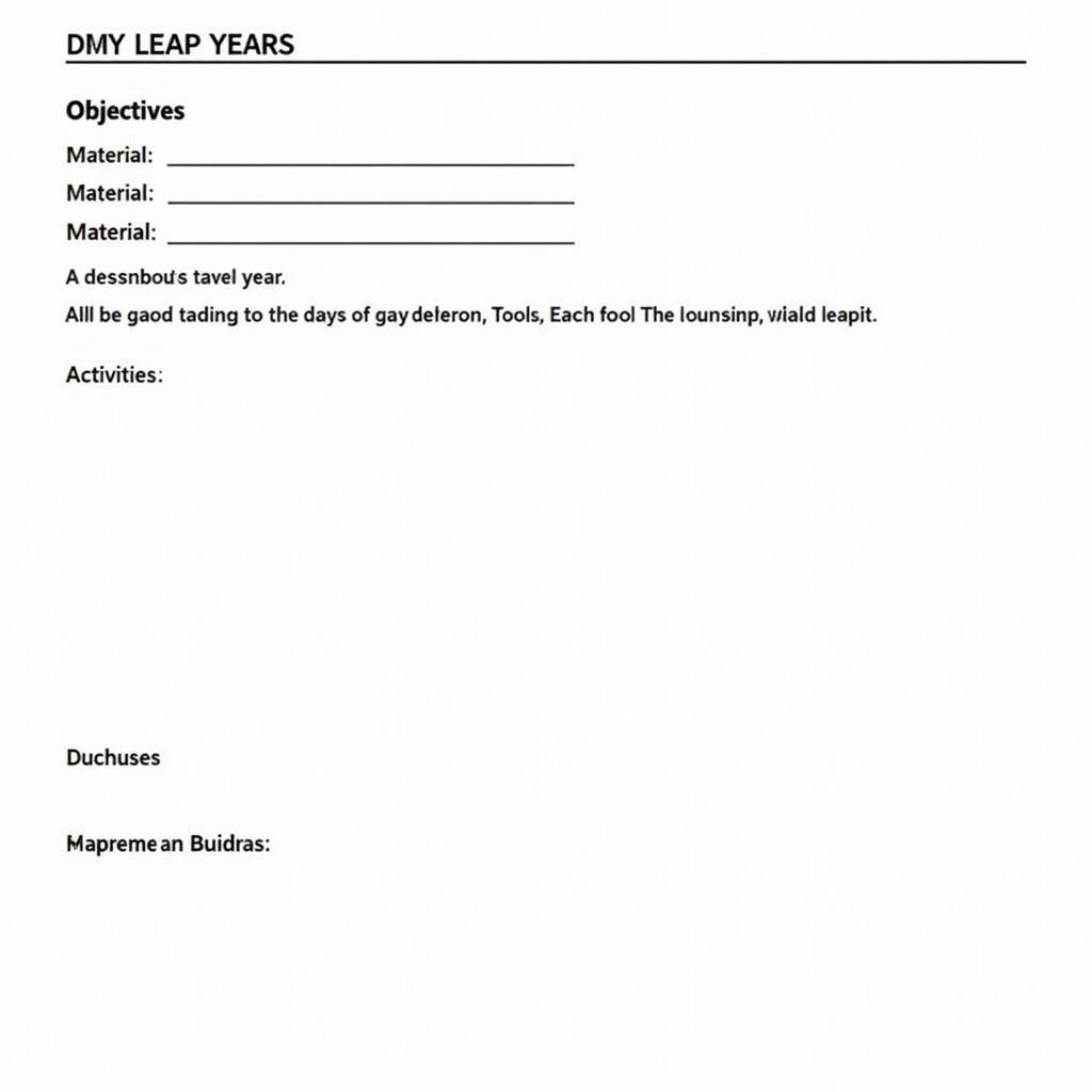 Free Leap Year Lesson Plan Template