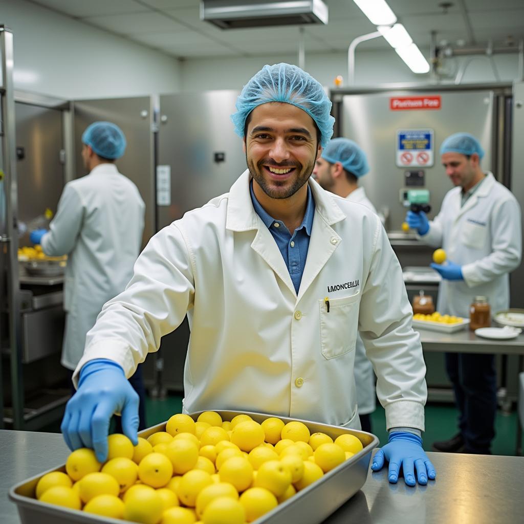 Limoncello production facility showcasing gluten-free practices