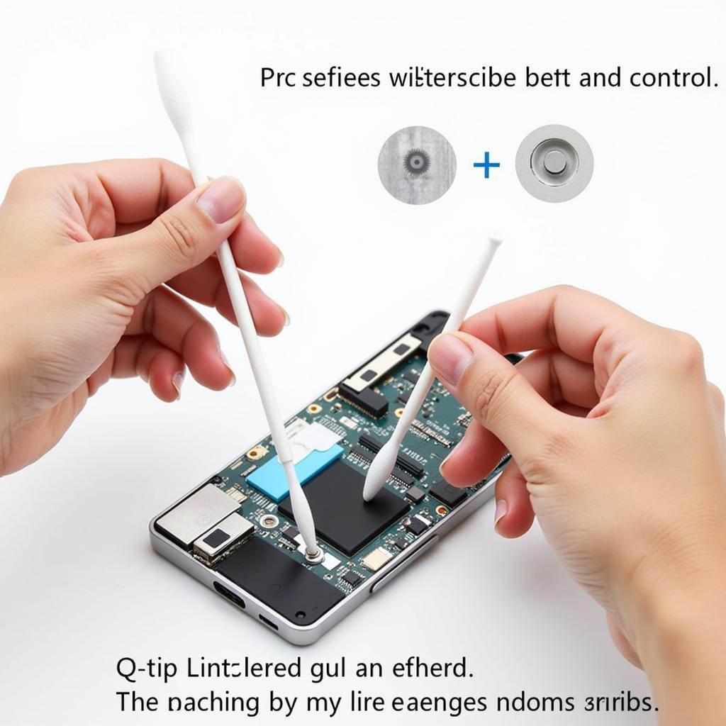 Lint-free q-tips being used to clean electronics