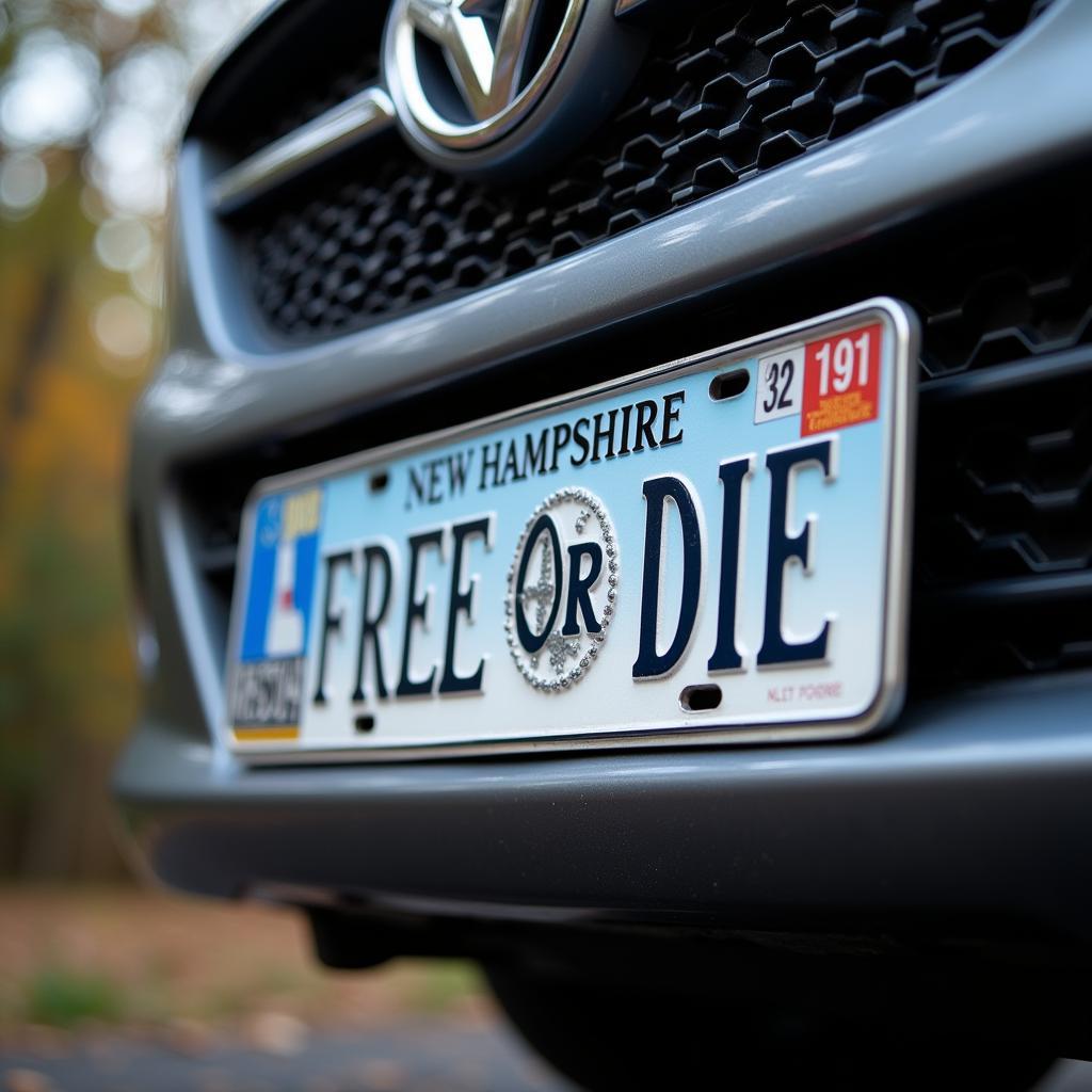 Live Free or Die Sign on a New Hampshire License Plate