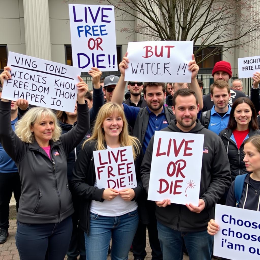 Live Free or Die Sign Protest