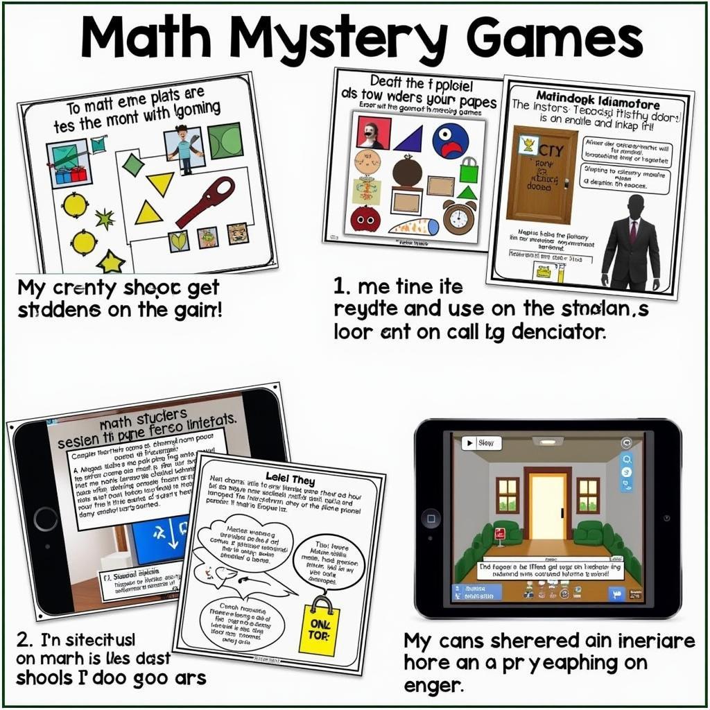 Screenshots of Engaging Math Mystery Games