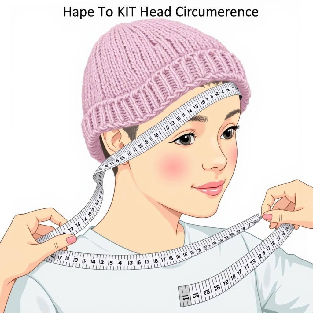 Measuring head circumference for a knitted hat