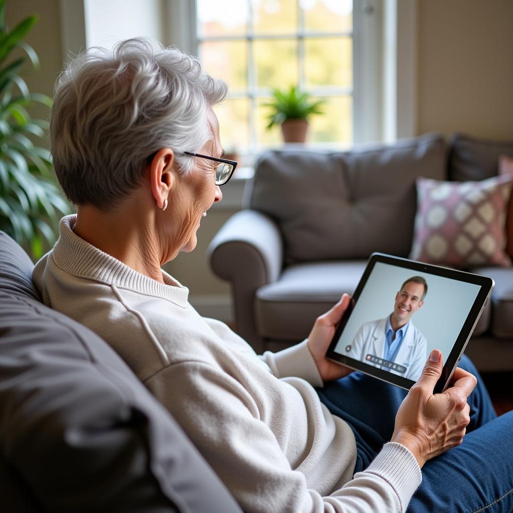 Medicaid Recipient Using Tablet for Telehealth